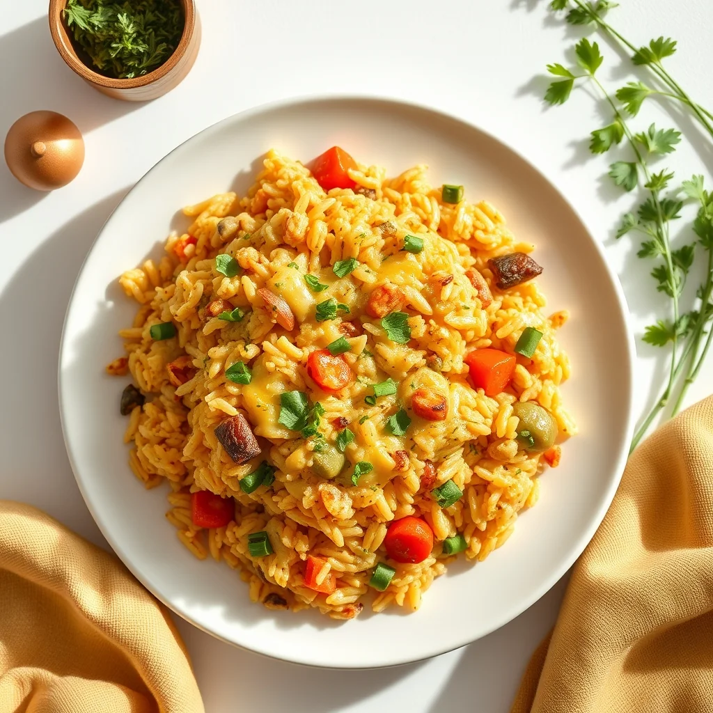 Cheesy Veggie Delight Rice Bake