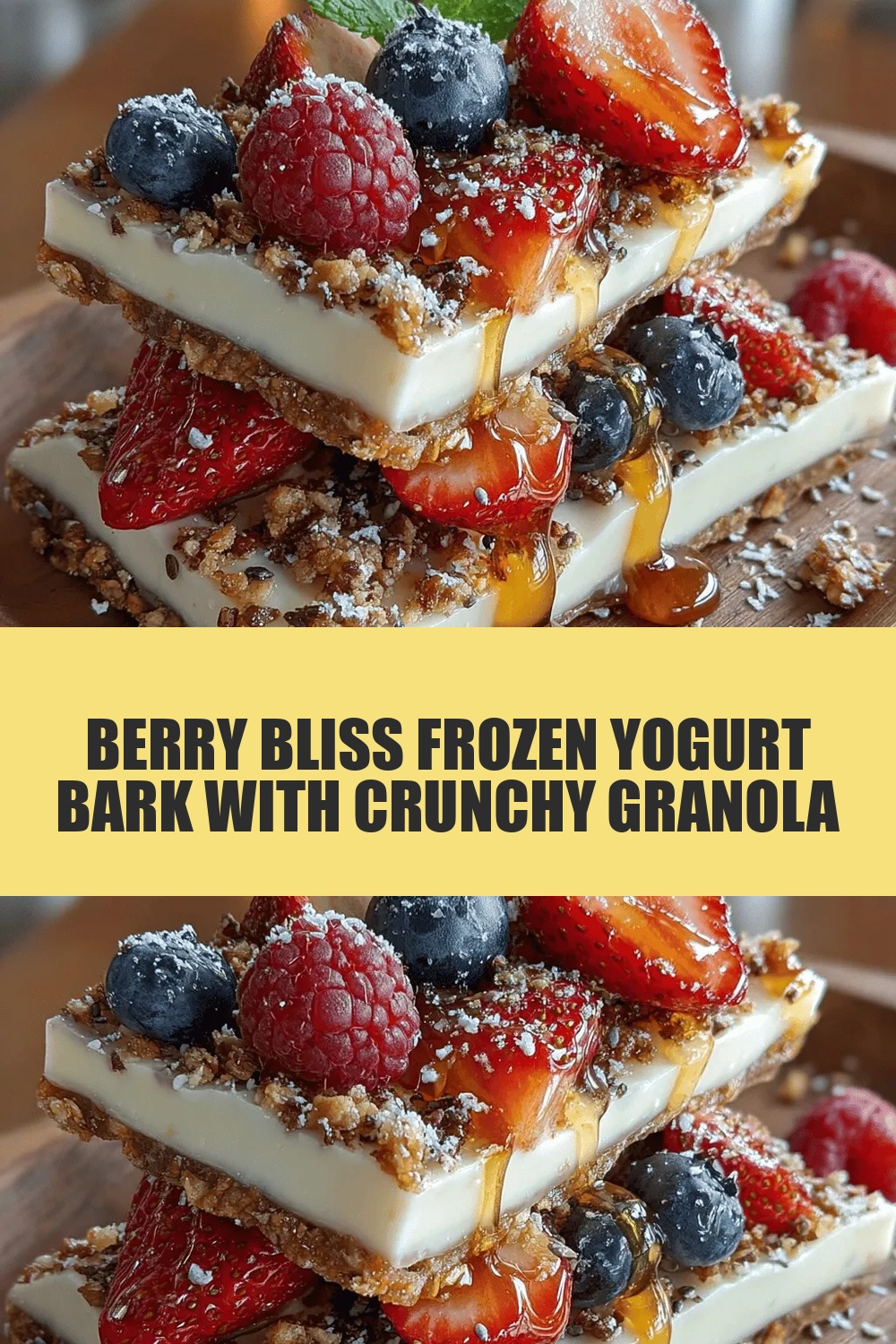 Berry Bliss Frozen Yogurt Bark with Crunchy Granola
