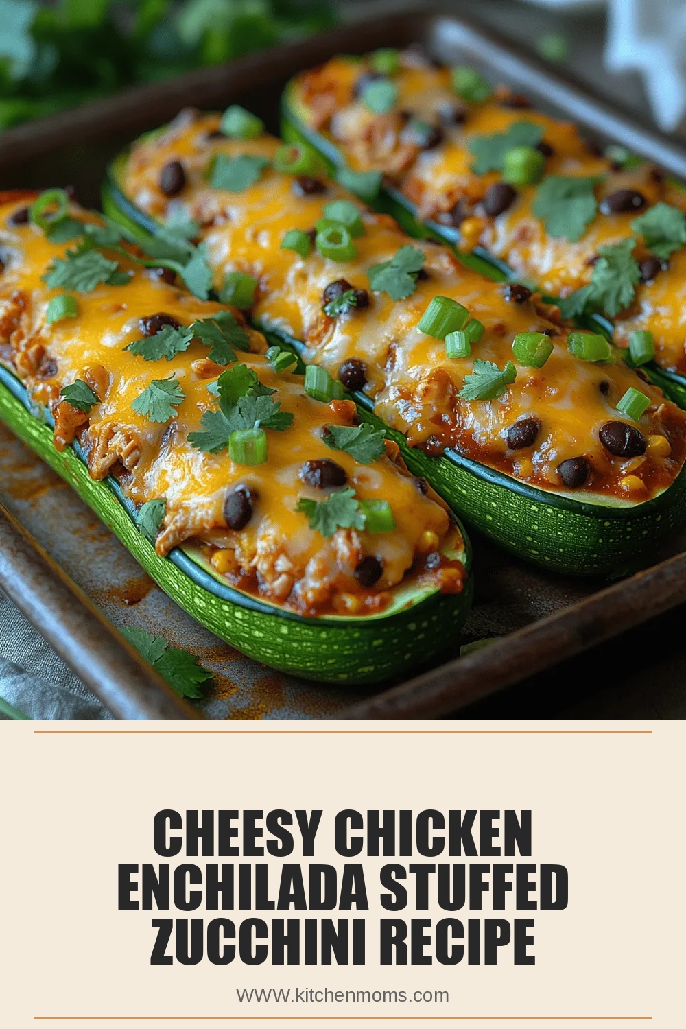 Cheesy Chicken Enchilada Stuffed Zucchini Recipe