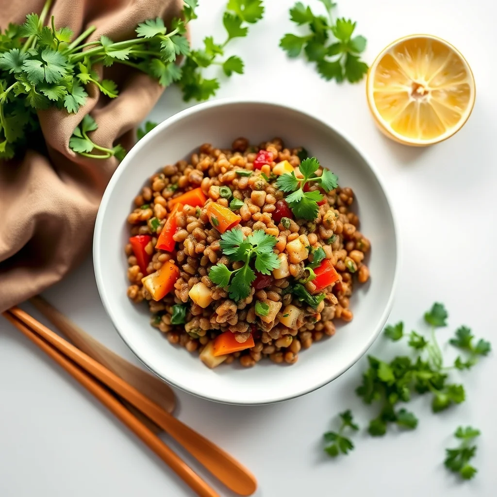 Quick Lentil and Veggie Stir-Fry Bowl