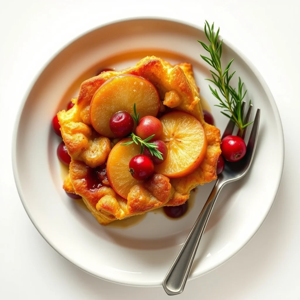 Warm Apple & Cranberry Bread Pudding