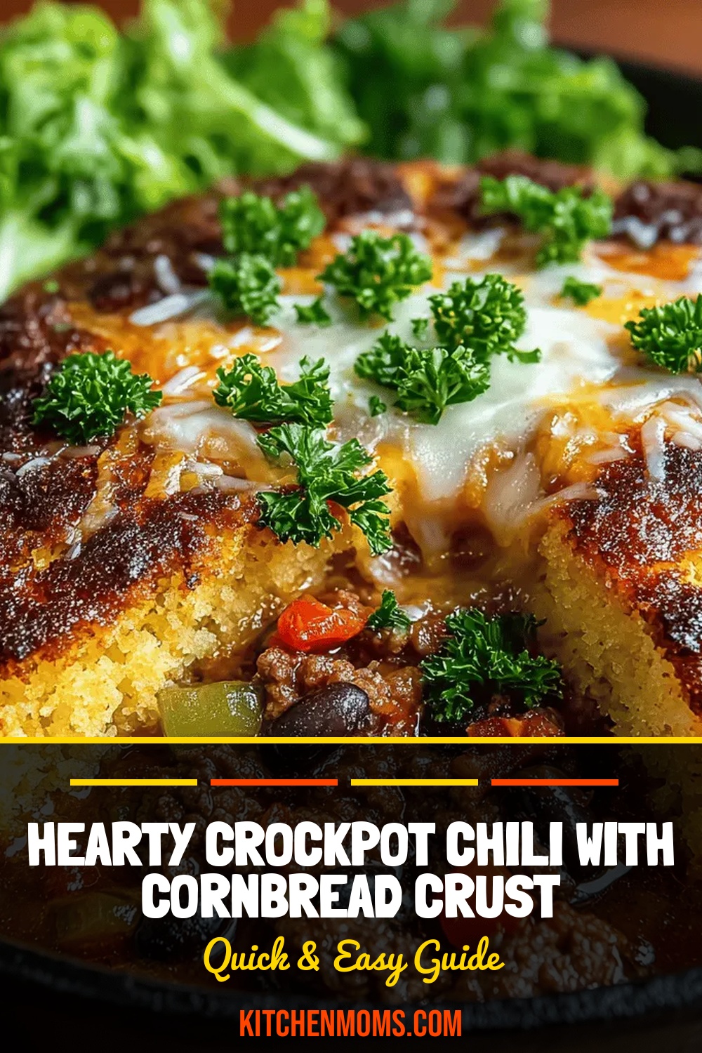 Hearty Crockpot Chili with Cornbread Crust
