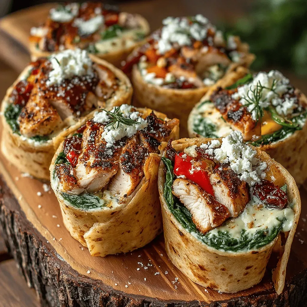 Mini Roasted Pepper Chicken Wraps
