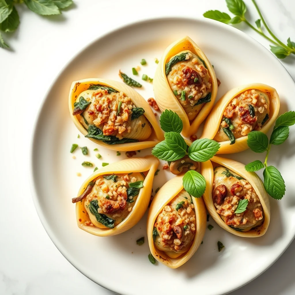 Spinach & Mushroom Delight Stuffed Shells Recipe