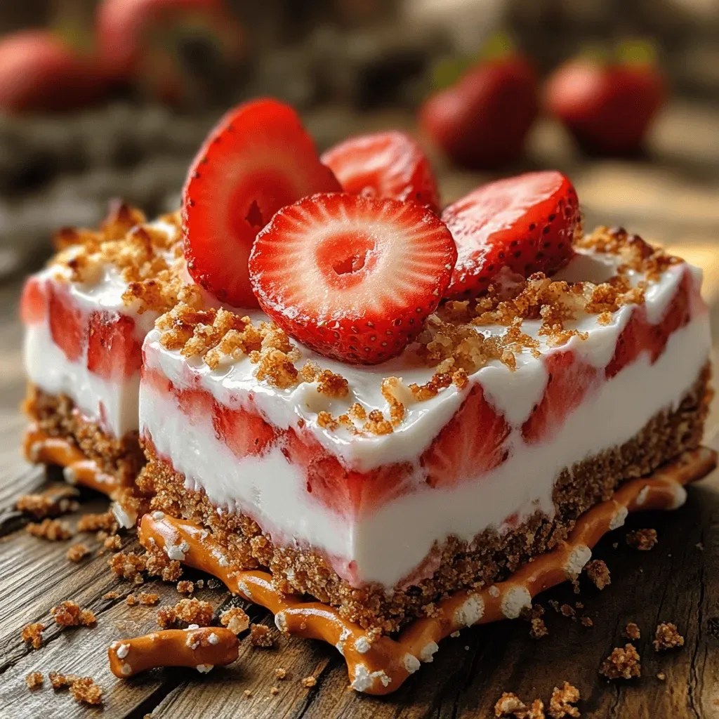 Chilled Strawberry Bliss Pretzel Yogurt Squares