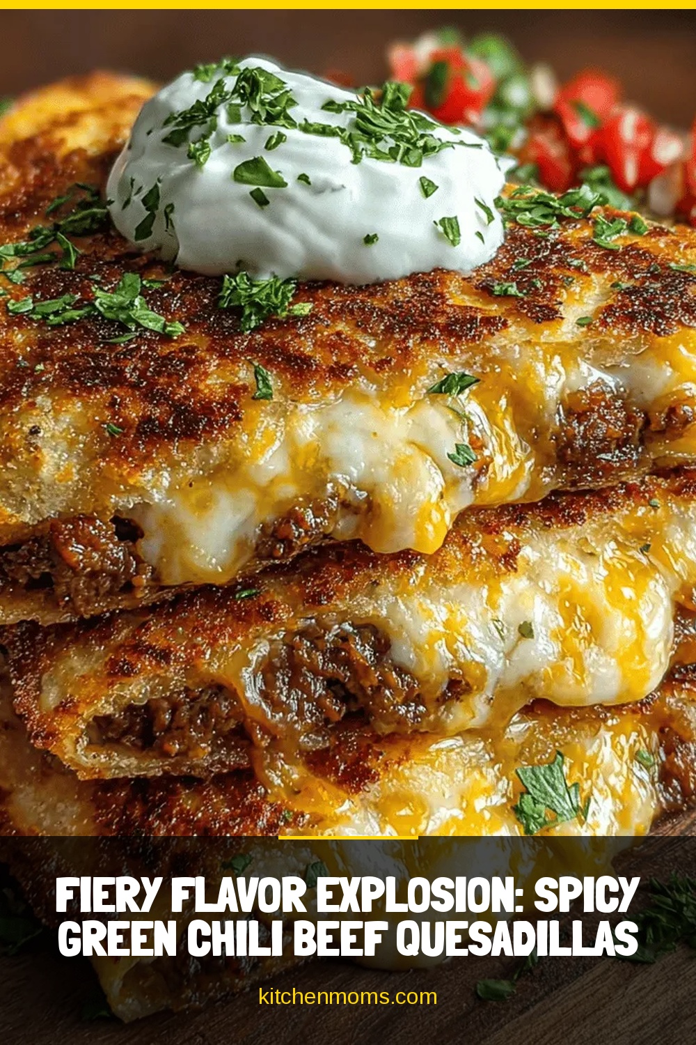 Fiery Flavor Explosion: Spicy Green Chili Beef Quesadillas