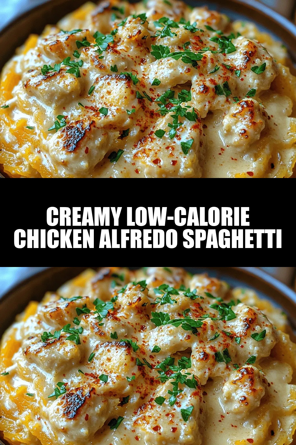 Creamy Low-Calorie Chicken Alfredo Spaghetti Squash