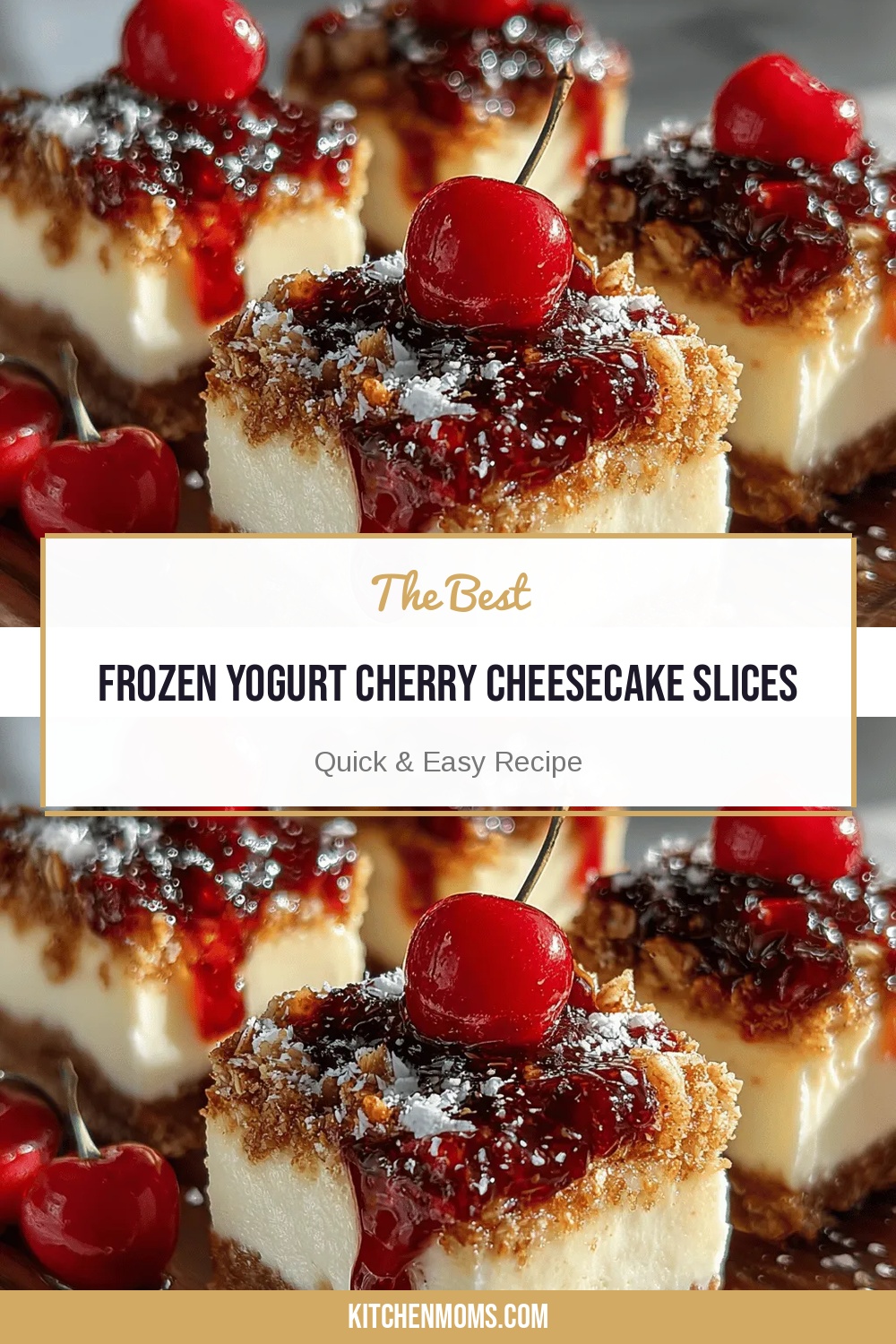 Frozen Yogurt Cherry Cheesecake Slices