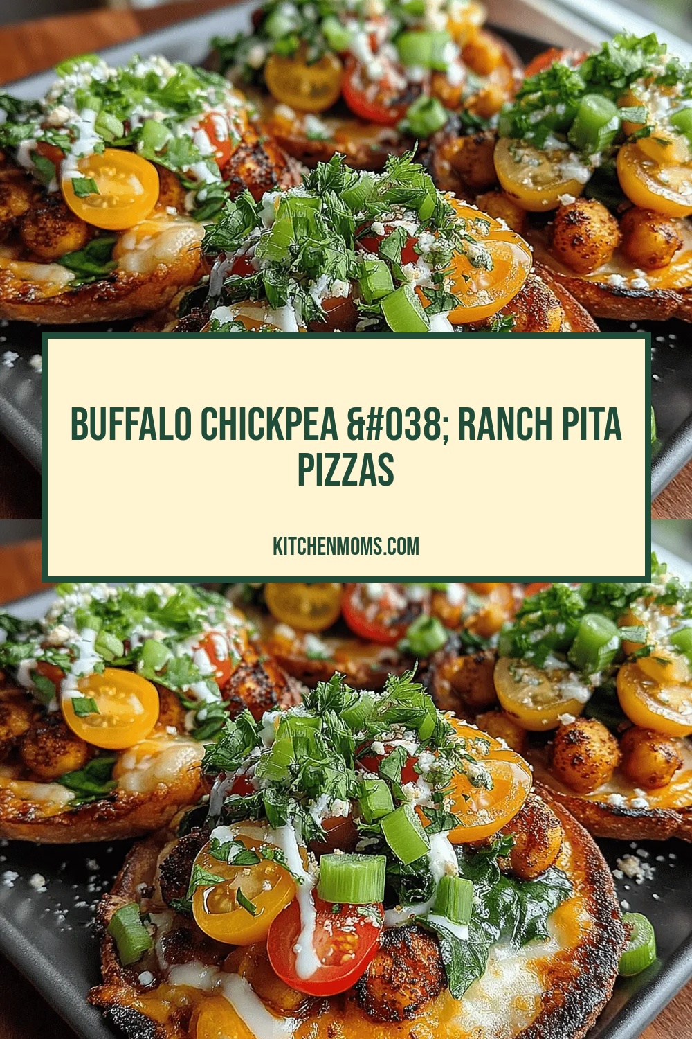 Buffalo Chickpea & Ranch Pita Pizzas
