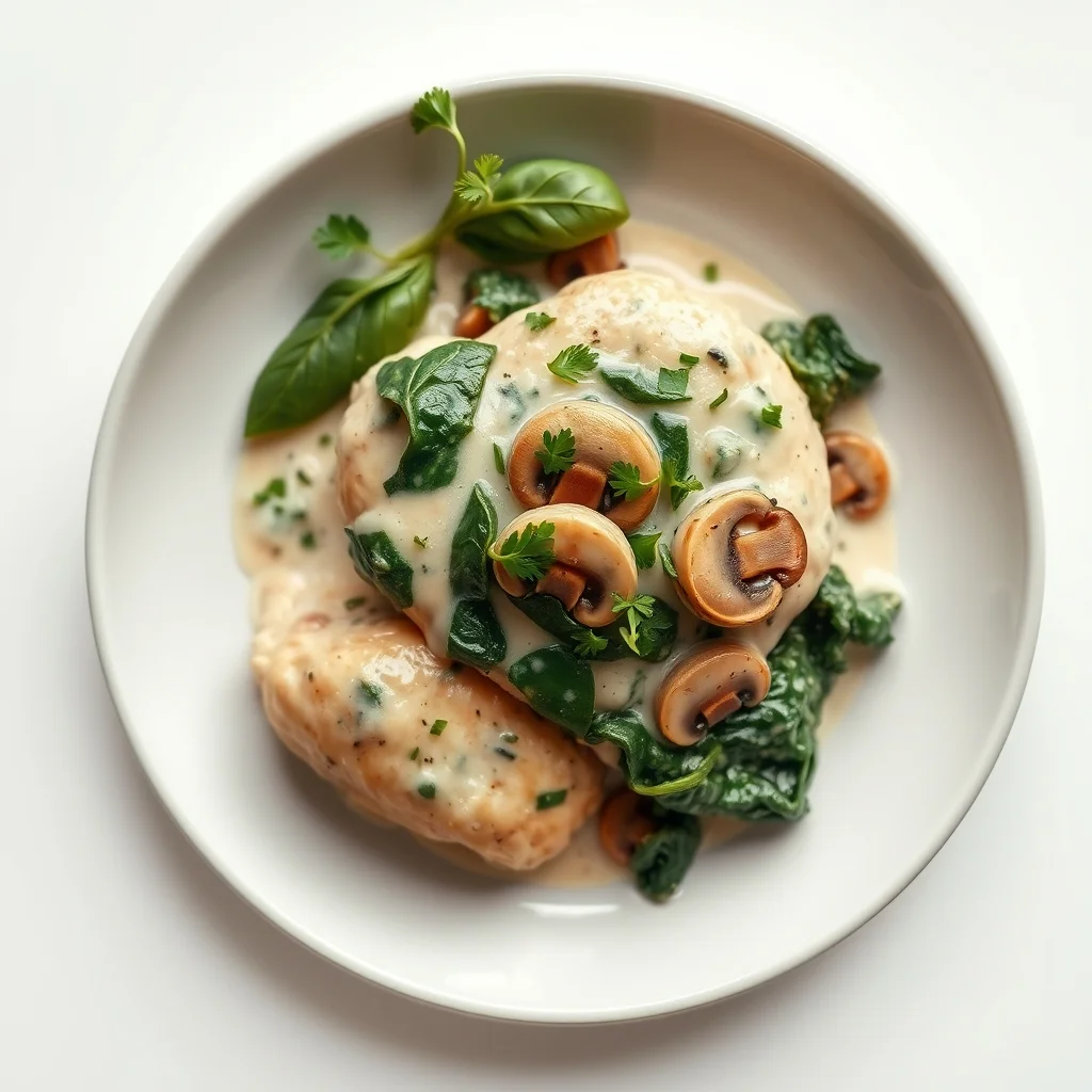 Creamy Spinach and Mushroom Chicken Skillet