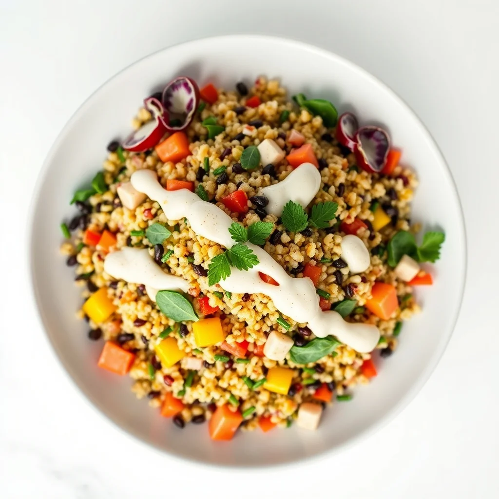 Rainbow Quinoa Salad with Tahini Drizzle