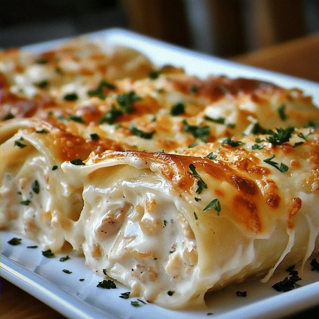 Chicken Alfredo Lasagna Rolls Recipe