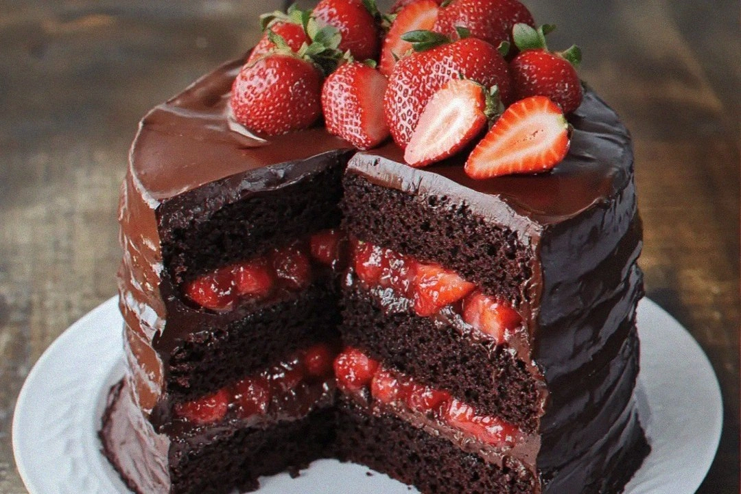 Chocolate Cake with Strawberry Filling