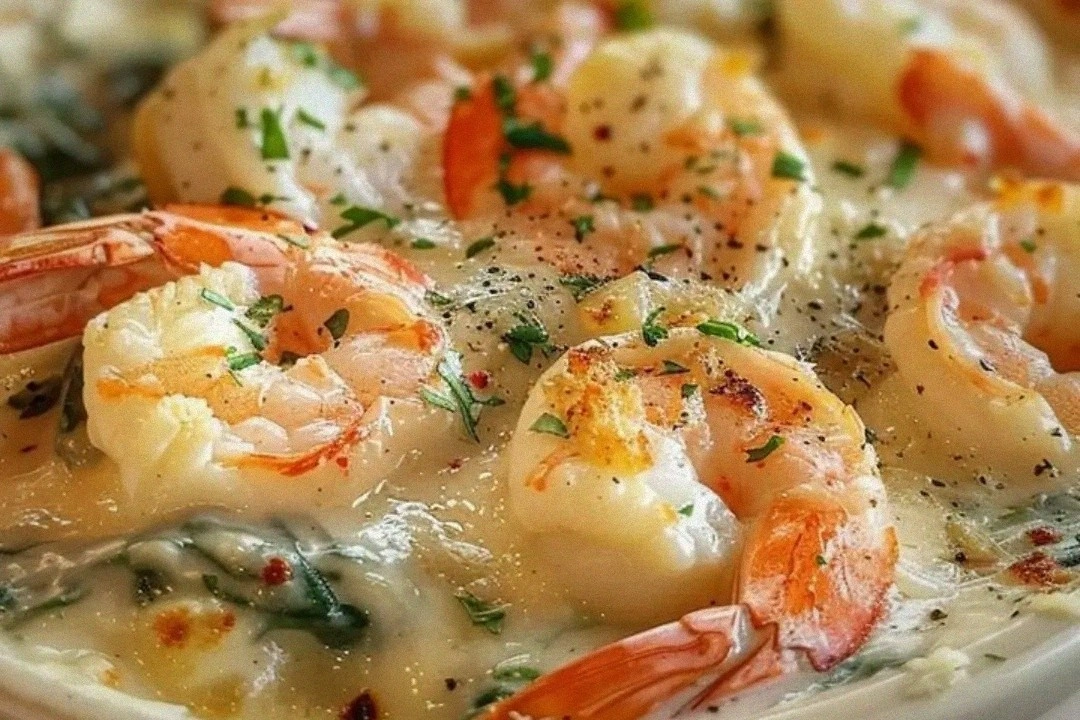 Creamy Shrimp and Crab Spinach
