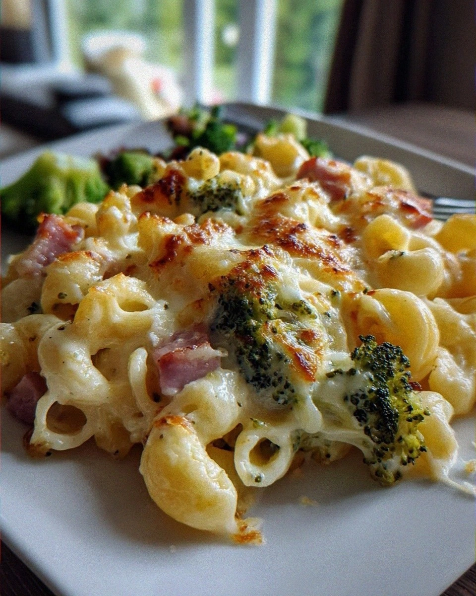 Delicious Broccoli Cheddar Beef Ham Pasta Casserole Recipe