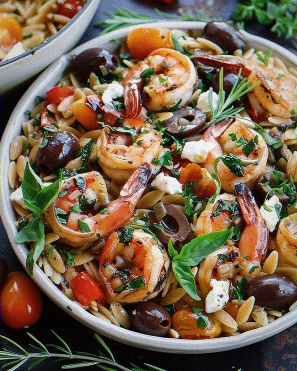 Greek Shrimp with Orzo and Feta