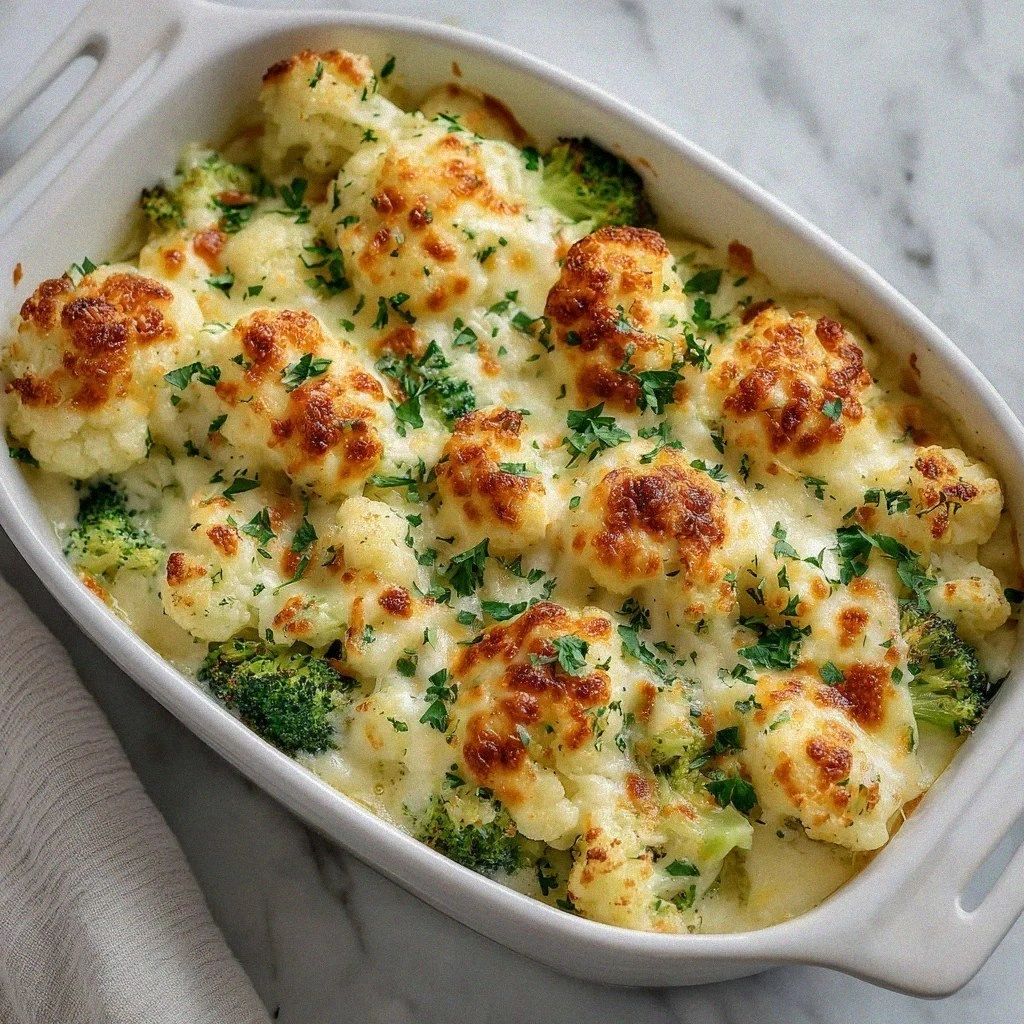 Keto Broccoli and Cauliflower Gratin