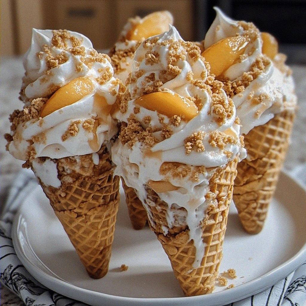 Peach Cobbler Cheesecake Cones