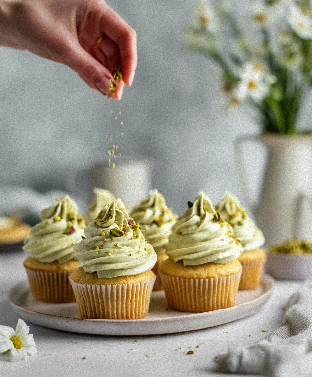 Pistachio Vanilla Cupcakes