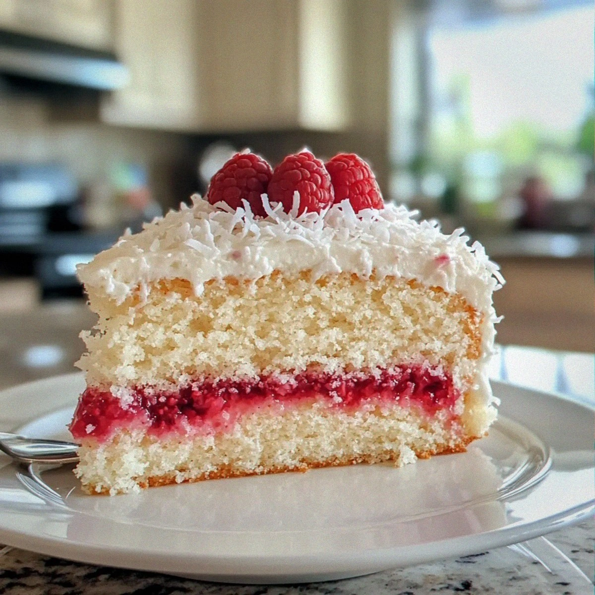 Raspberry Coconut Snowball Cake for a Light Spring Treat