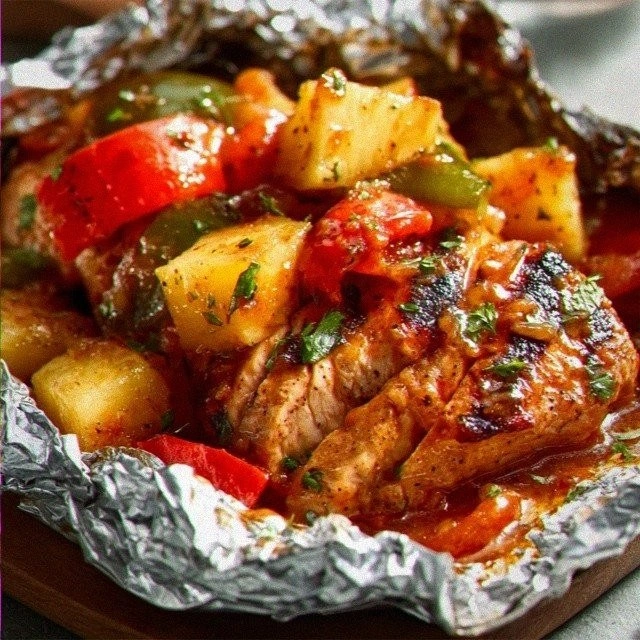 SIZZLING PINEAPPLE CHICKEN FOIL PACKETS