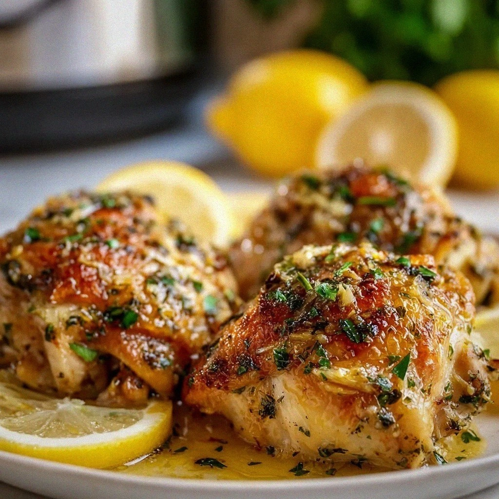 Slow Cooker Lemon Garlic Butter Chicken Thighs – A Tender, Flavor-Packed Dinner That Practically Cooks Itself