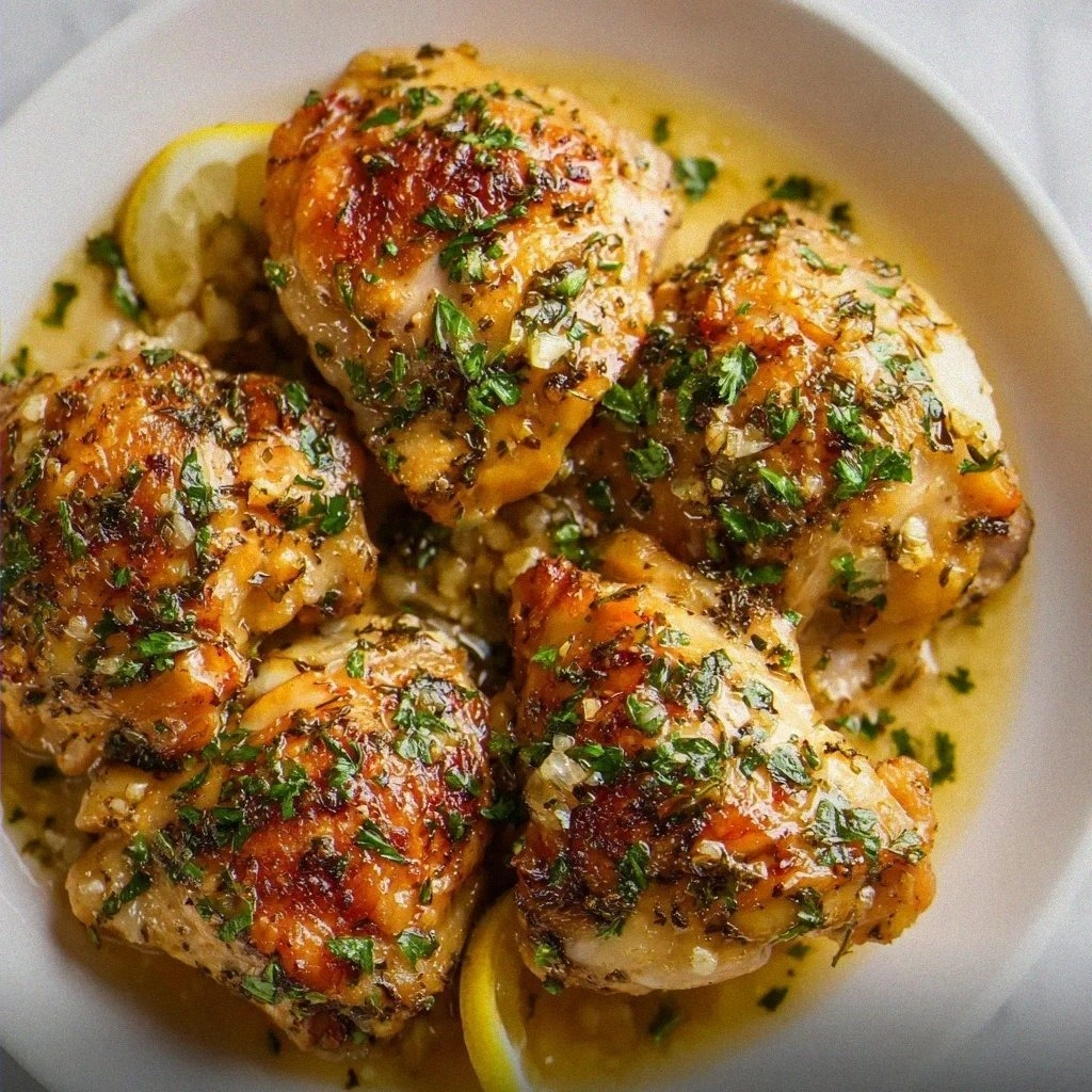 Slow Cooker Lemon Garlic Butter Chicken Thighs – A Tender, Flavor-Packed Dinner That Practically Cooks Itself