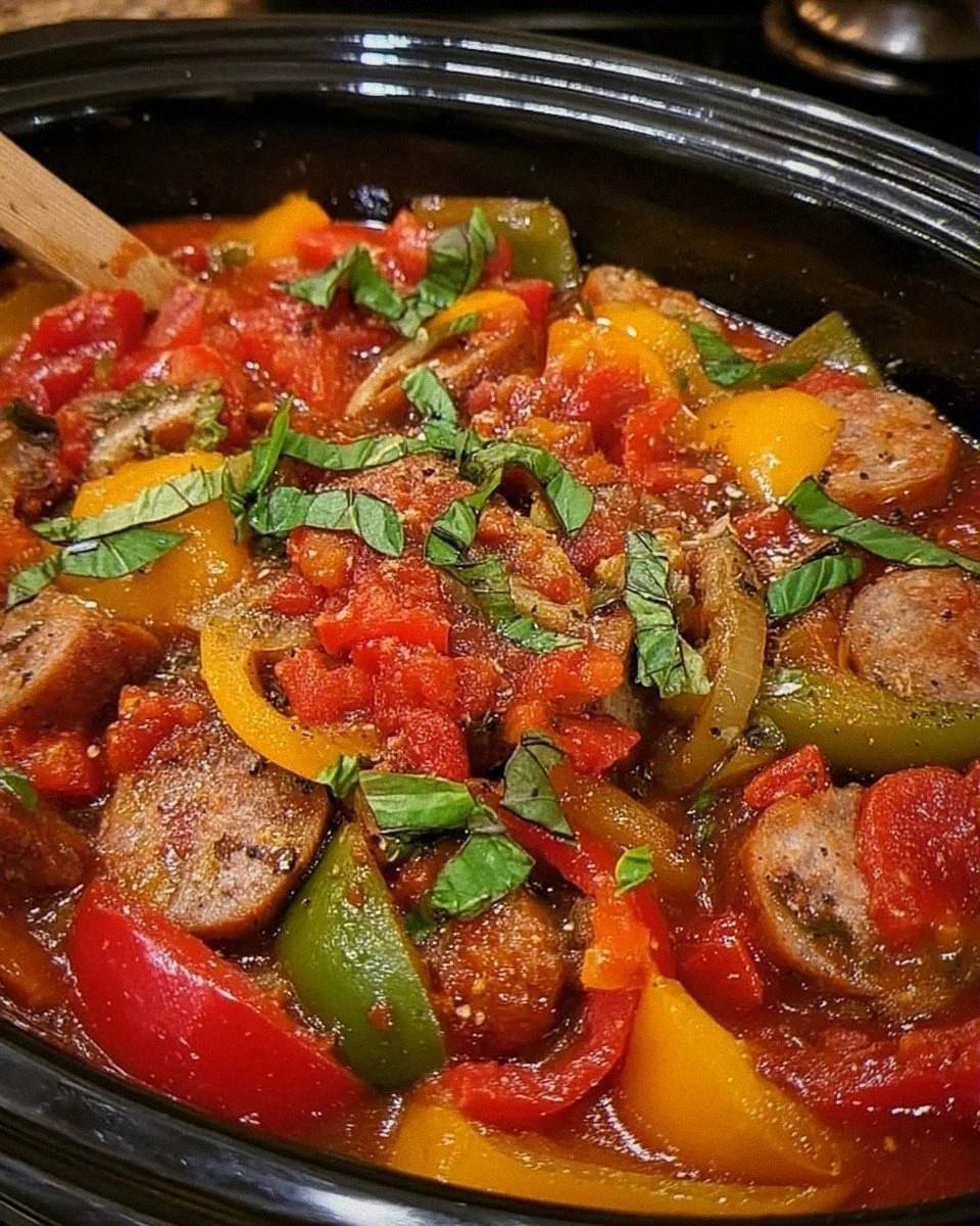 Slow Cooker Sausage and Peppers