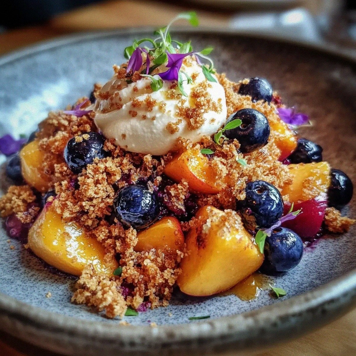 Summer Bliss: Irresistible Blueberry Peach Crumble Delight