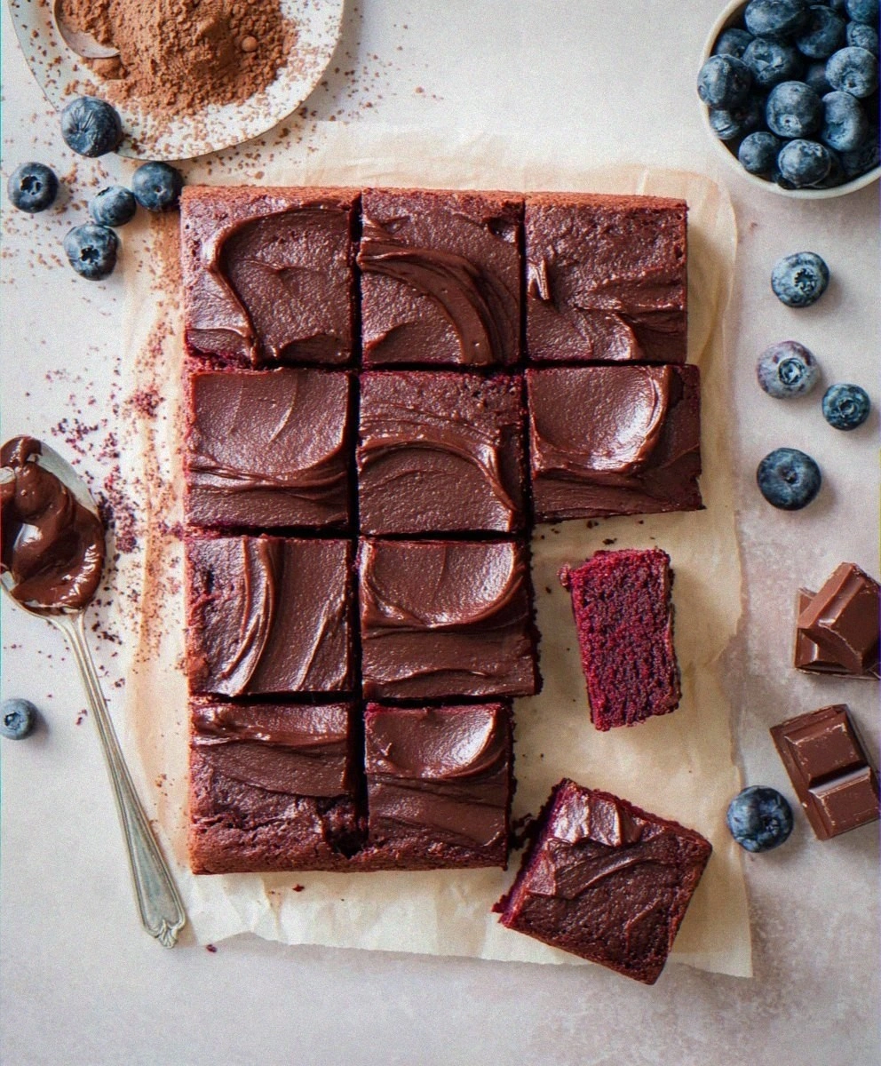 Vegan Beetroot Brownies with Chocolate Avocado Frosting