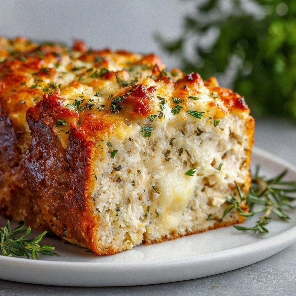 Garlic Parmesan Chicken Meatloaf Bake