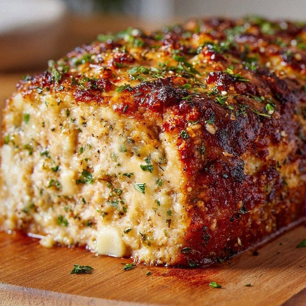 Garlic Parmesan Chicken Meatloaf Bake