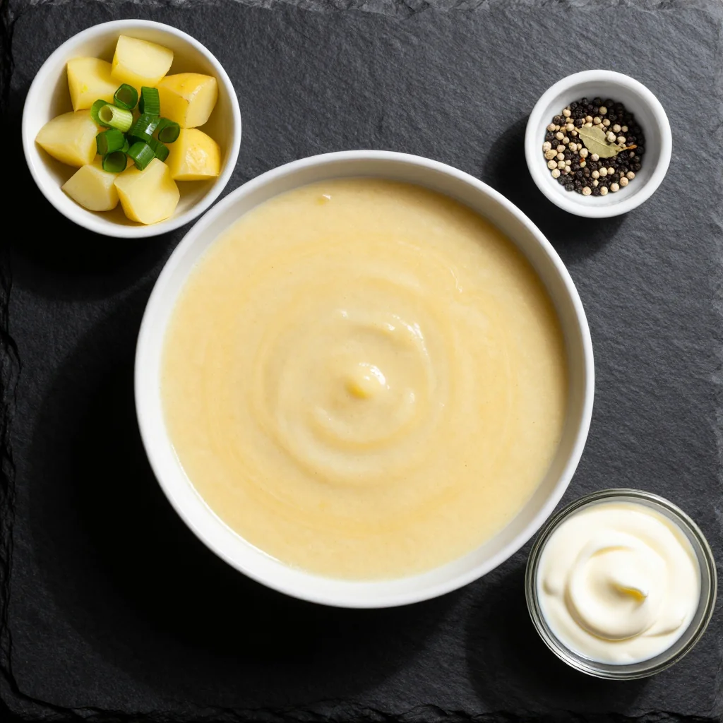 Fresh ingredients for creamy potato leek soup