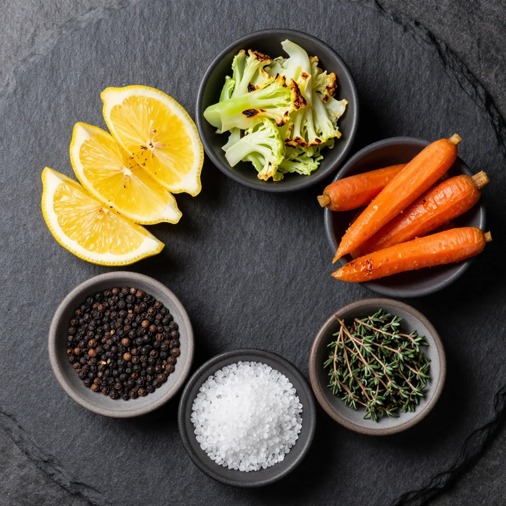 Ingredients for detox lemon roasted cabbage and carrots for clean family cooking