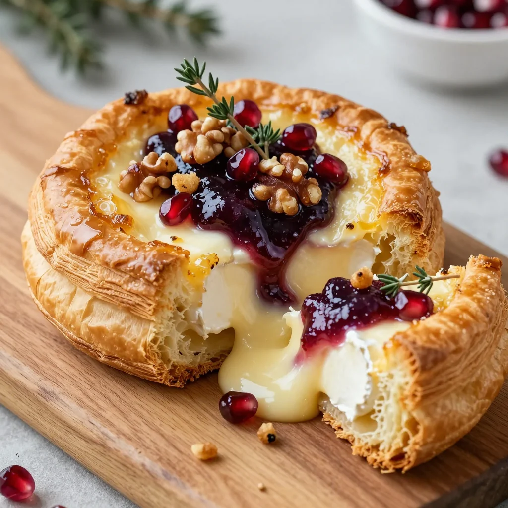 baked brie with fig jam and toasted walnuts for new year's parties