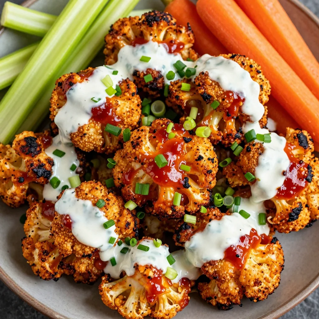 Baked Buffalo Cauliflower for NFL Playoff Vegetarian Appetizers