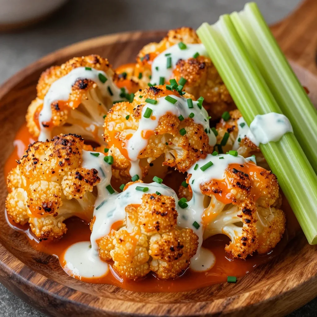 Baked Buffalo Cauliflower for NFL Playoff Vegetarian Appetizers