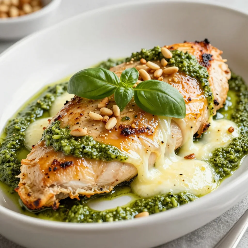 Baked Chicken Breast with a Pesto and Mozzarella