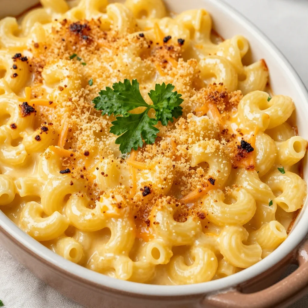 baked macaroni and cheese with smoked gouda for cozy family gatherings