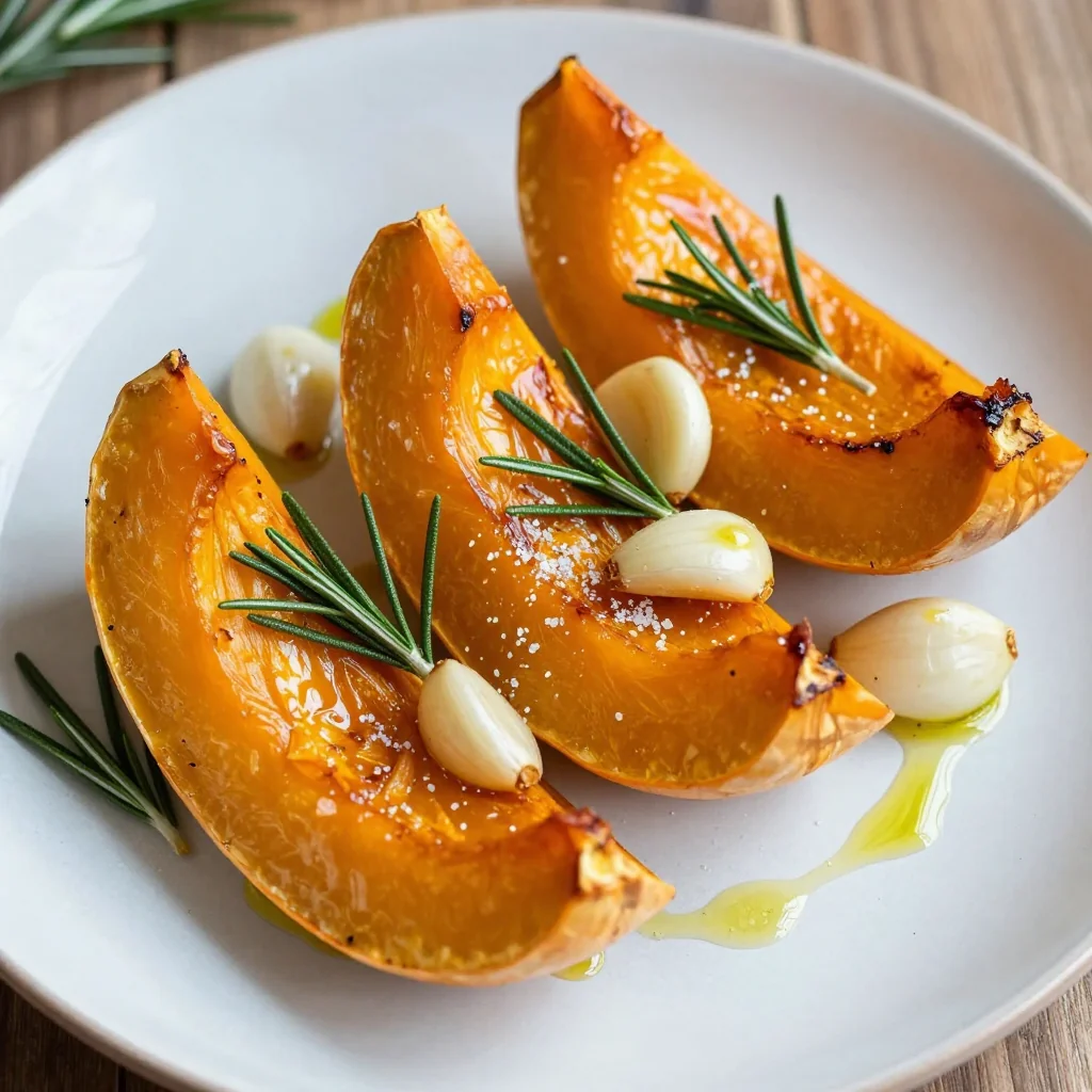 baked winter squash with garlic and rosemary for healthy comfort food