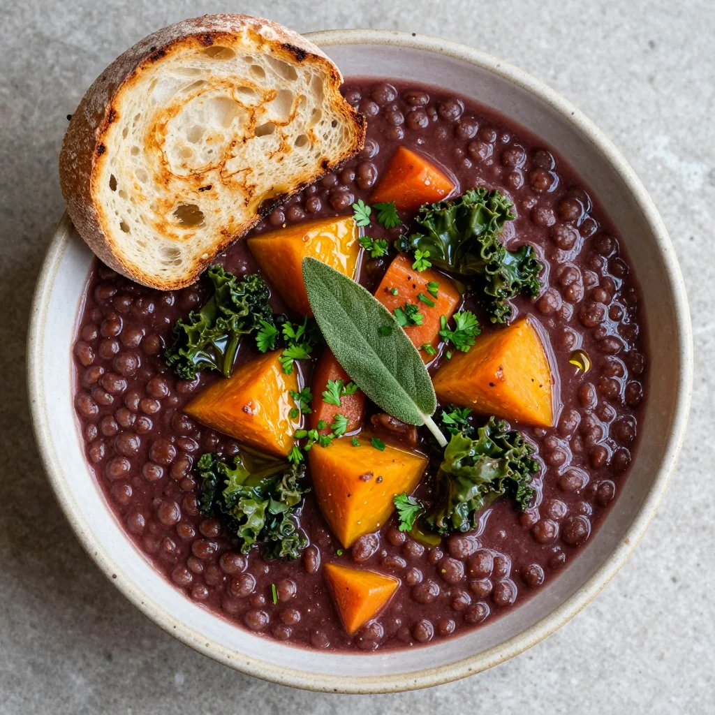 batch cook slow cooker lentil and winter vegetable stew