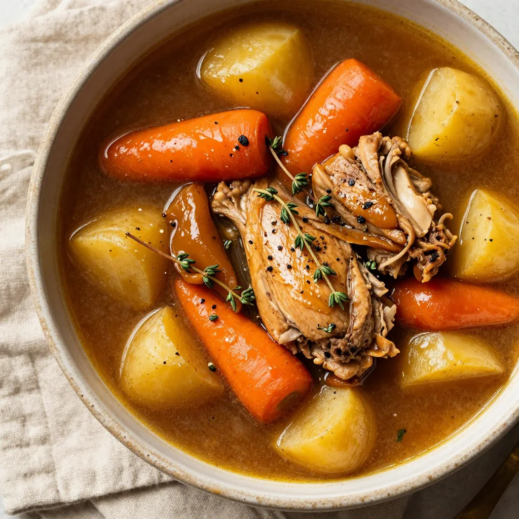 batch cook slow cooker turkey and root vegetable stew for cozy dinners
