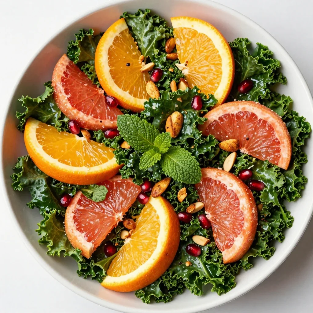 batch cooked citrus kale salad with oranges and grapefruit for detox