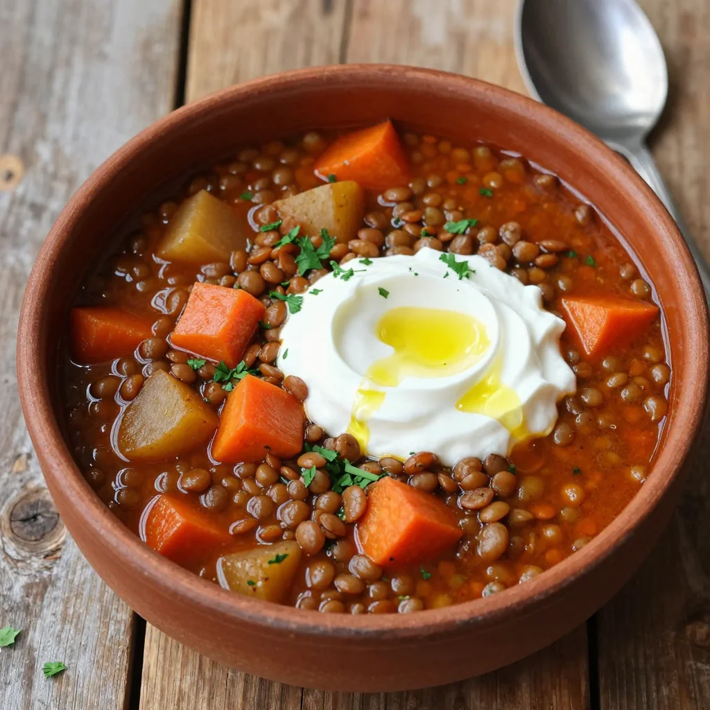 batch cooking friendly lentil and root vegetable stew for easy dinners