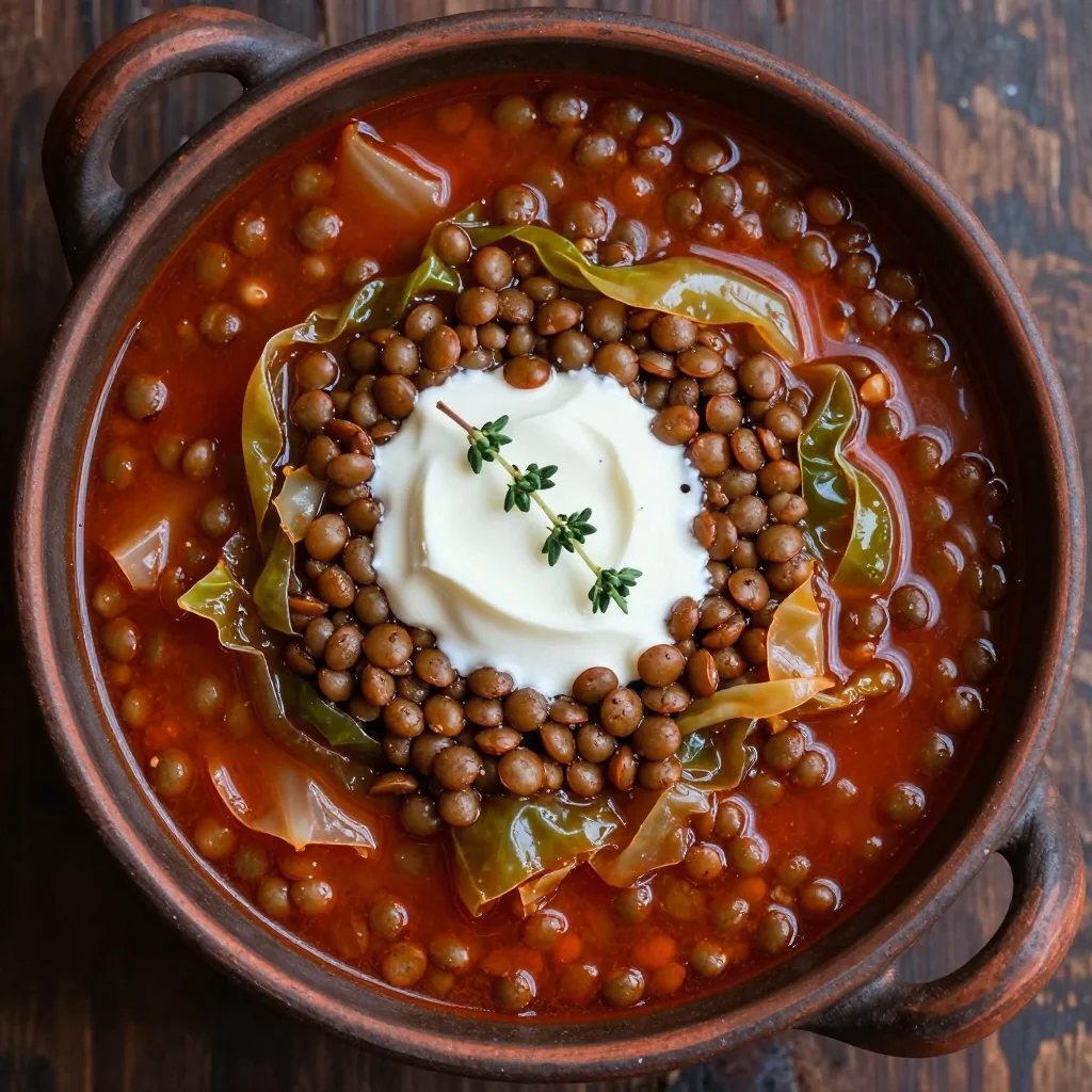 batch cooking lentil and cabbage soup for family winter meals