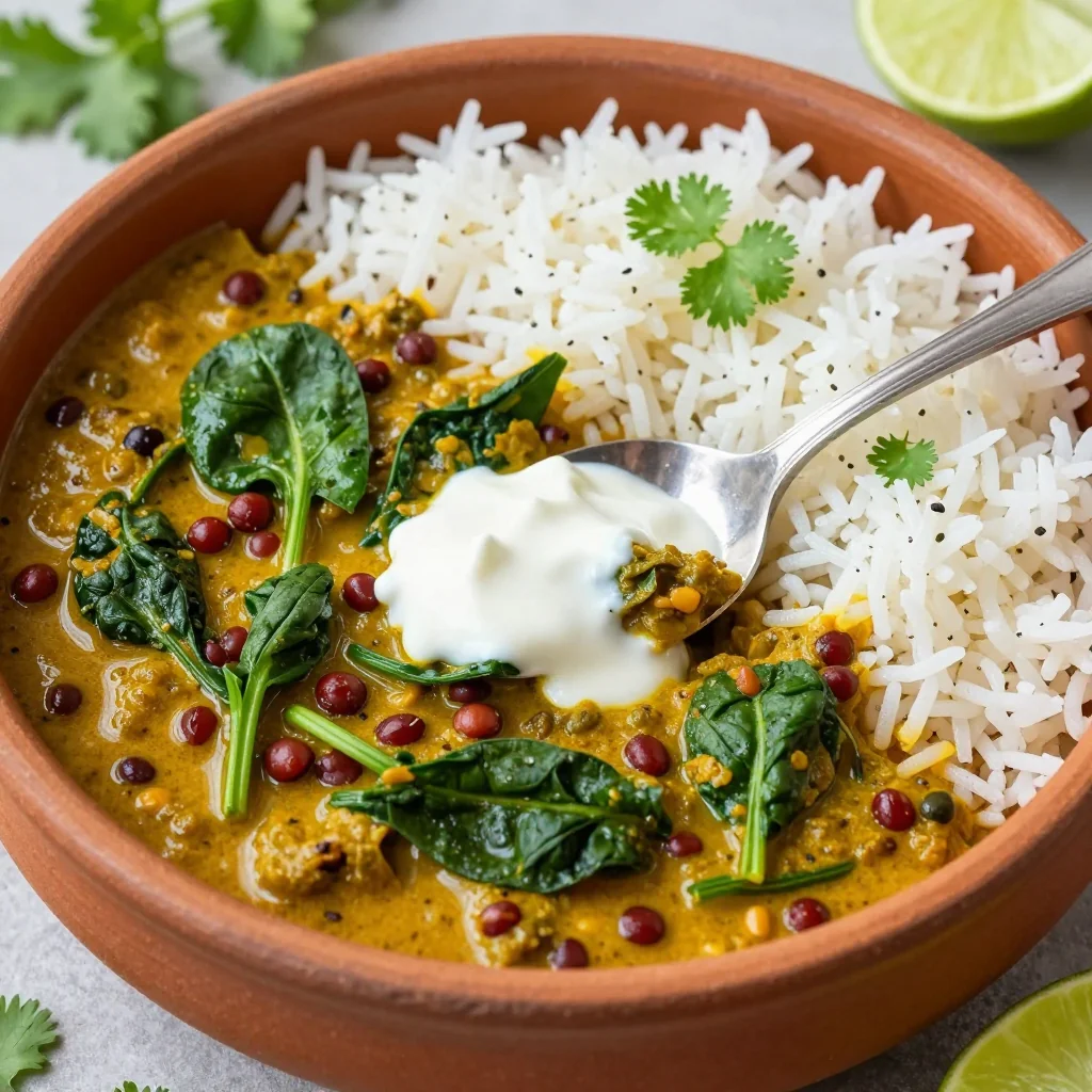 batch cooking spinach and lentil curry for healthy lunches
