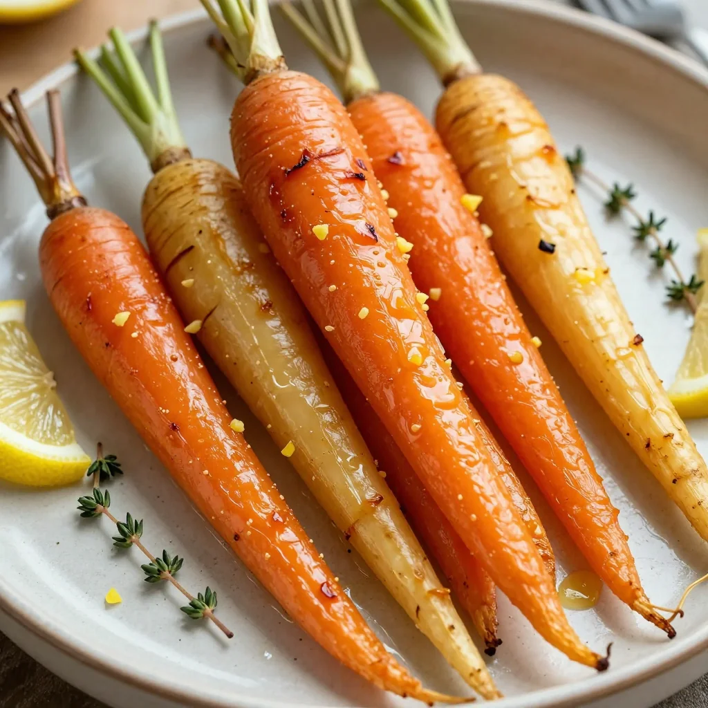 bathed in lemon garlic roasted carrots and parsnips for winter meals