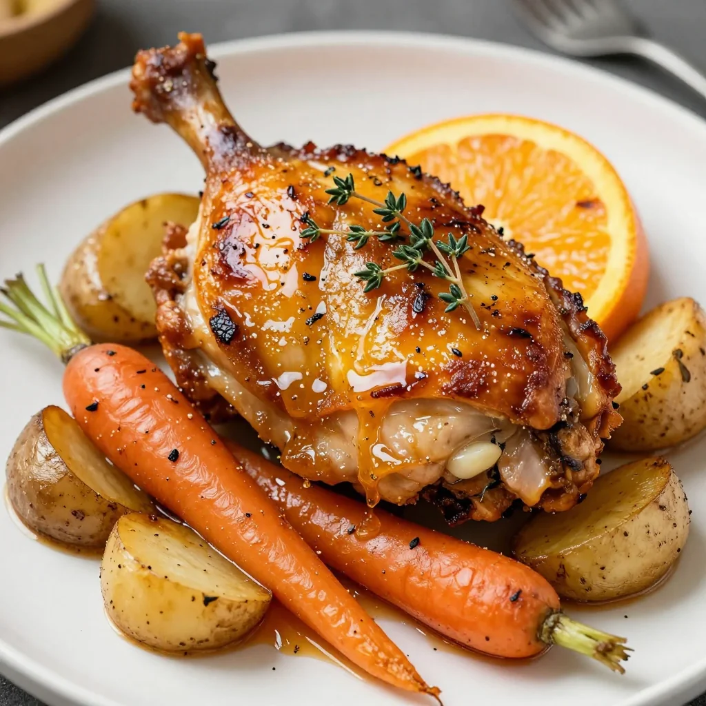 bright citrus and herb roasted chicken with root vegetables for dinner