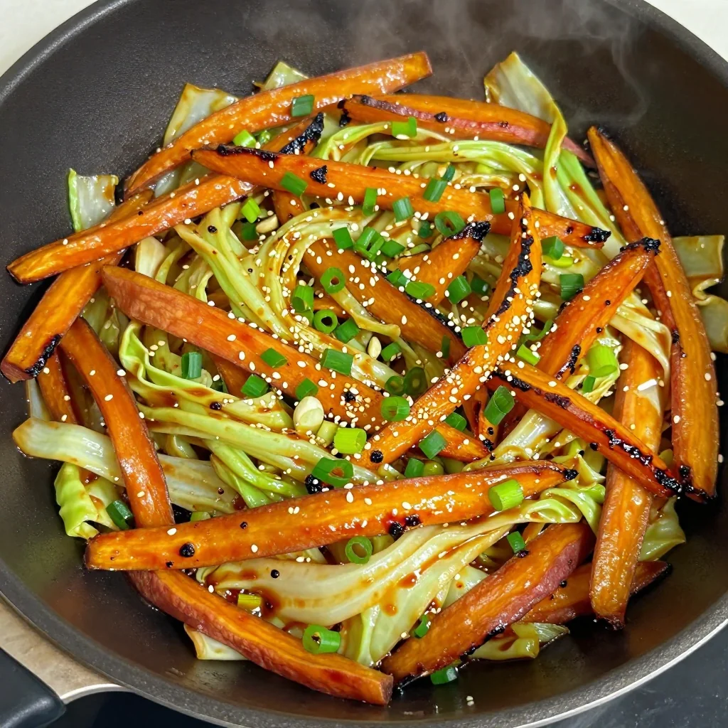 budget friendly cabbage and sweet potato stir fry for weeknight meals