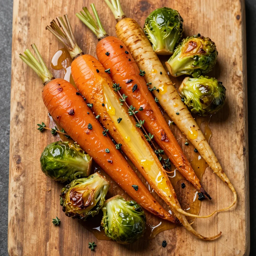 budget friendly roasted winter vegetables with lemon and fresh thyme